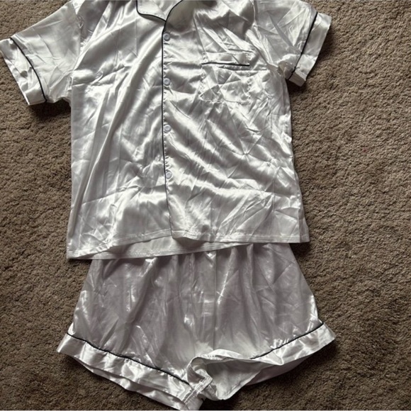 Women’s Satin White Pajama Set - Picture 2 of 6